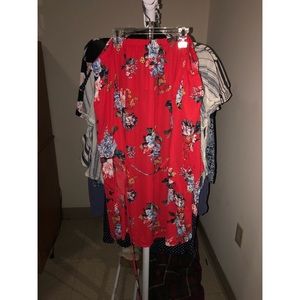 Rue21 Red Floral Off Shoulder Dress